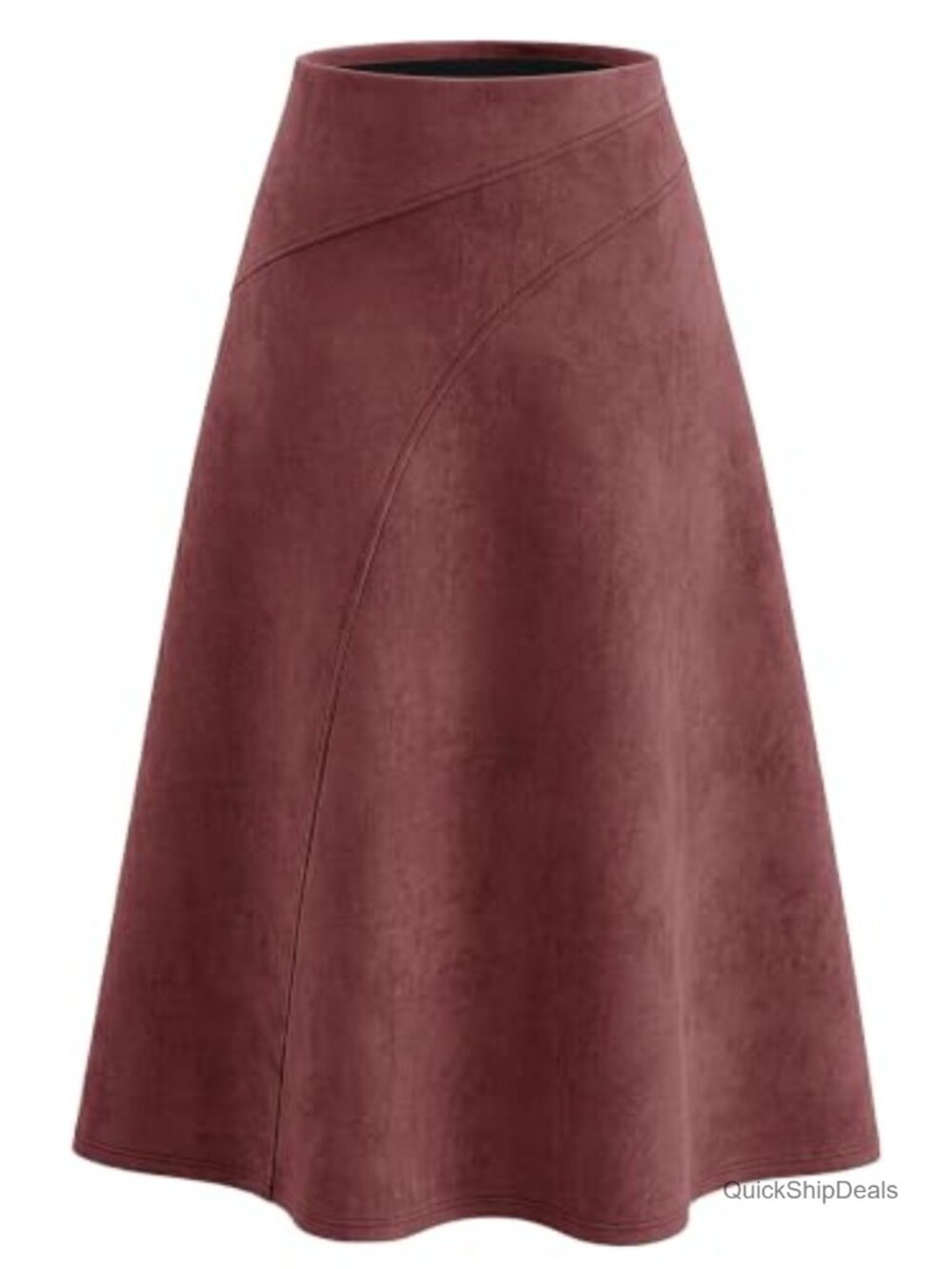 Faux Suede High Waist A-Line Midi Skirt